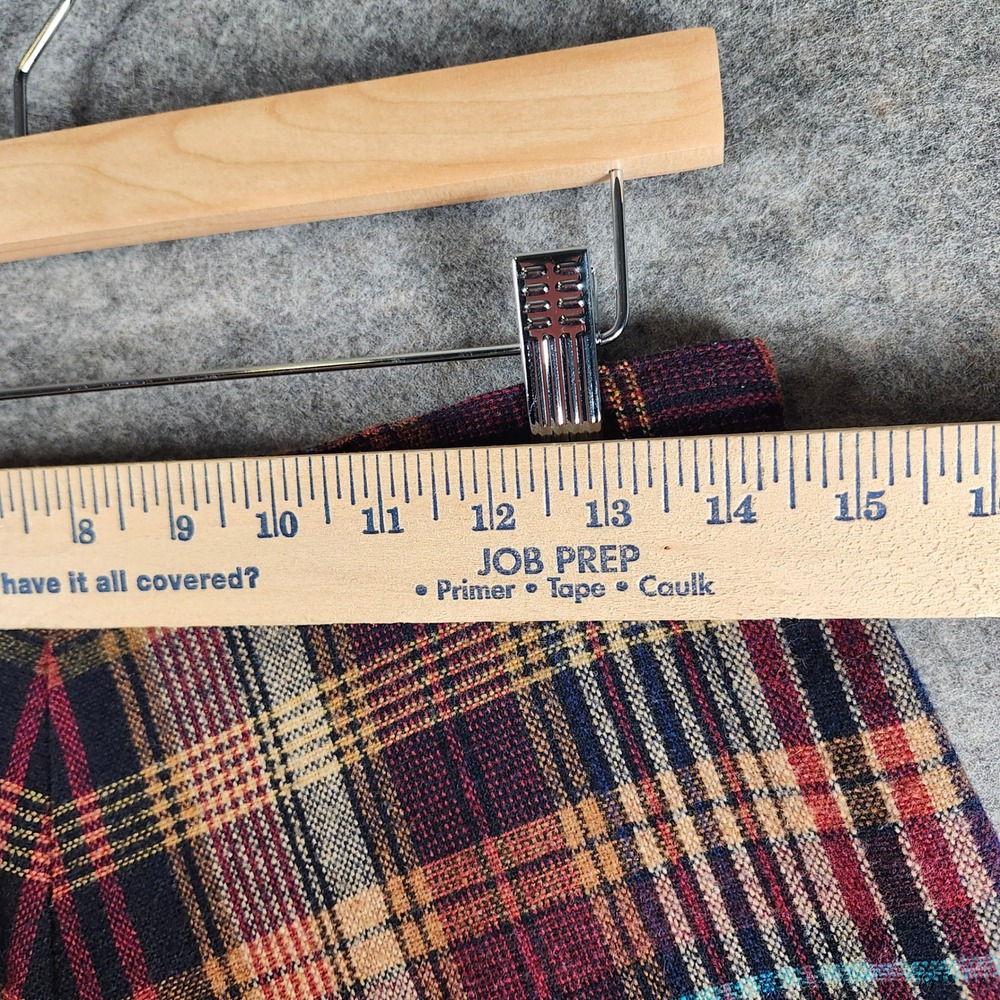 Vintage Plaid A Line Midi Skirt Wool Blend 29 Button Zip Closure Womens Academia - Picture 2 of 13